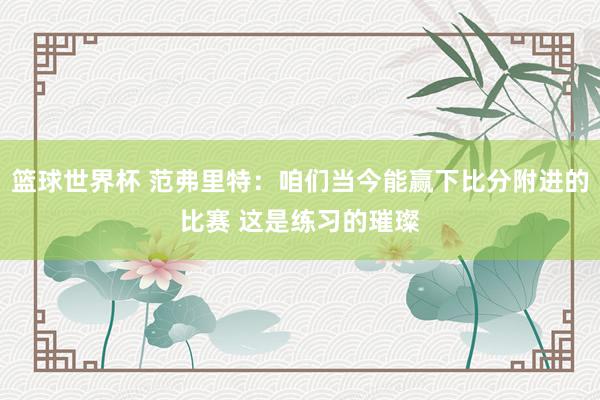 篮球世界杯 范弗里特：咱们当今能赢下比分附进的比赛 这是练习的璀璨