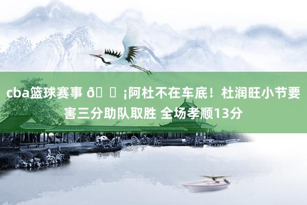 cba篮球赛事 🗡阿杜不在车底！杜润旺小节要害三分助队取胜 全场孝顺13分